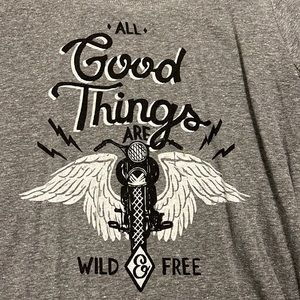 Torrid All Good Things are Wild & Free Gray TShirt. Size 1